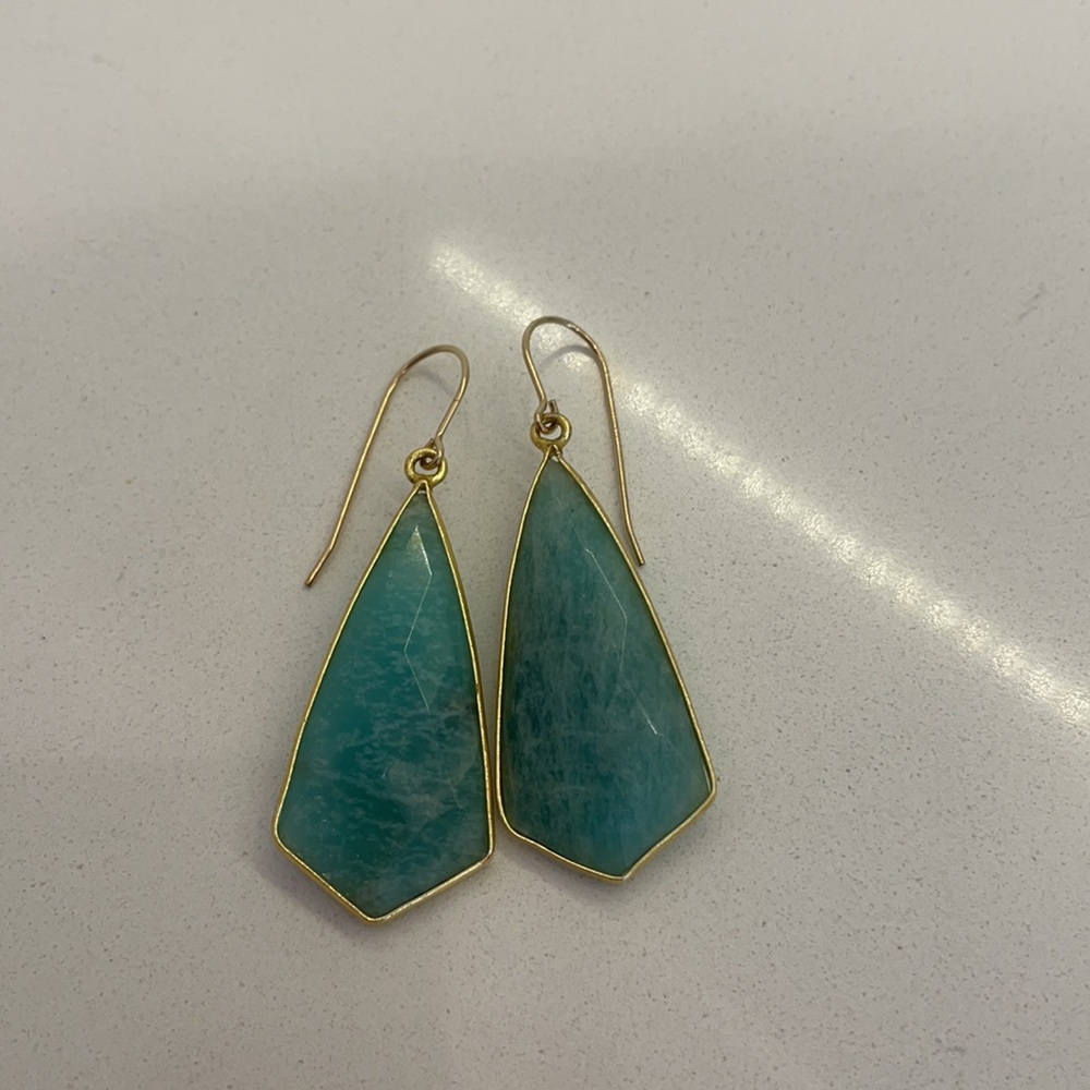 Gorgeous Russian Amazonite Angular Gold Filled Ea… - image 4